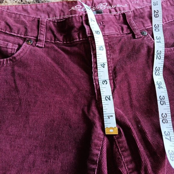 Size 4 Eddie Bauer Slightly Curvy Skinny Corduroy Pants Womens Burgundy Red - Picture 10 of 13